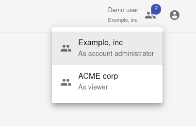 Screenshot illustrating the multi-tenant team quick-selector option in the Mailhardener Dashboard